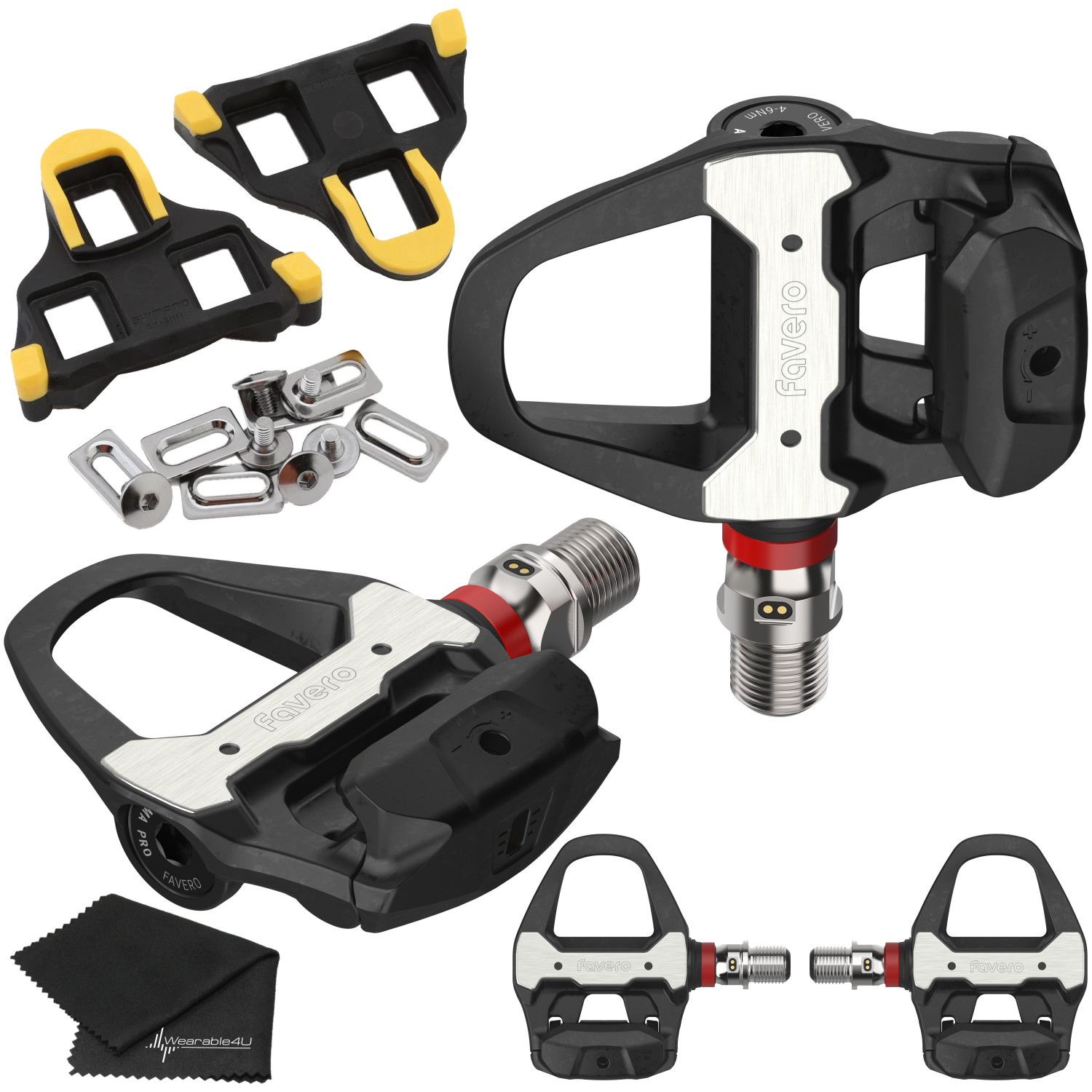 Favero Assioma PRO RS-2 Dual Side Power Meter Pedals w/Cleats 6 Degree and Towel
