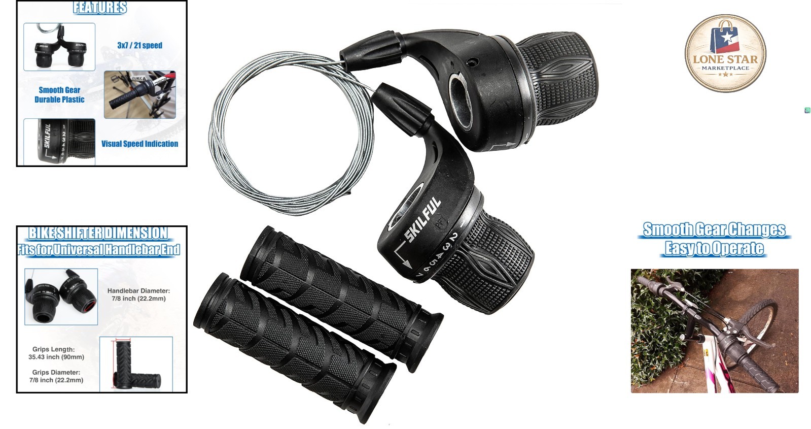 Versatile 21 Speed Grip Shift Shifter Pair for Mountain, Hybrid & Tricycle Bikes