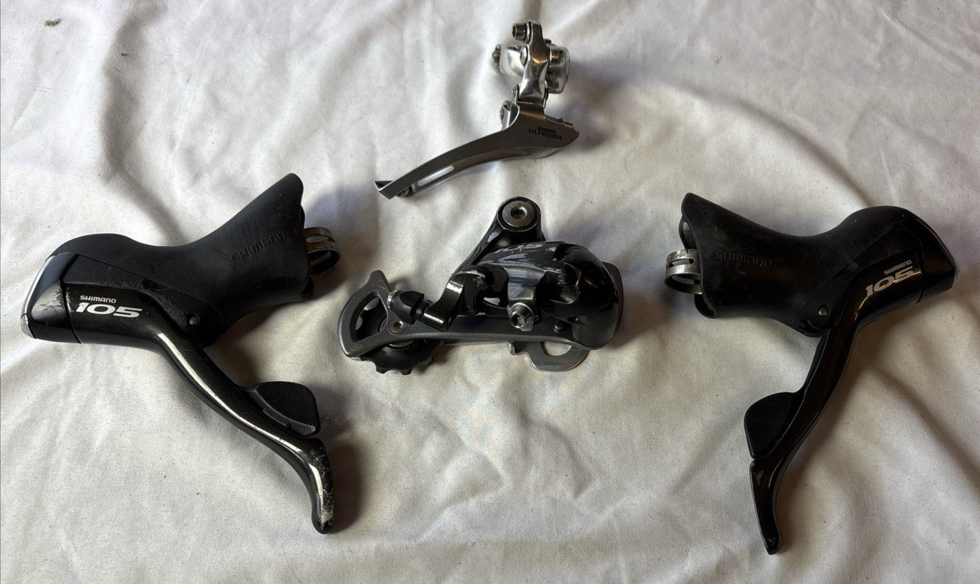Shimano 105 STI Shifters + Rear Derailleur + Shimano Ultegra Front Derail (16bb)