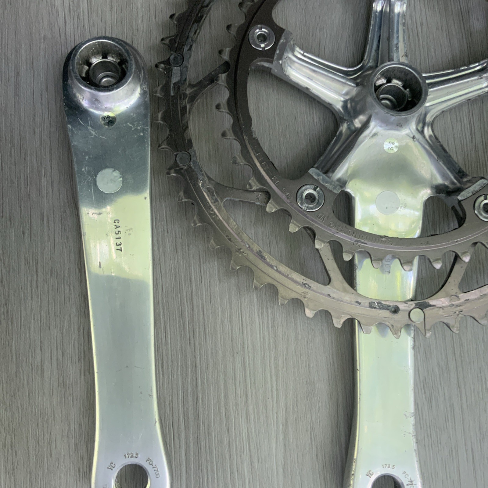 SHIMANO DURA ACE CRANKSET 7700 DOUBLE 172.5 MM ARMS 53-39 TOOTH OCTALINK
