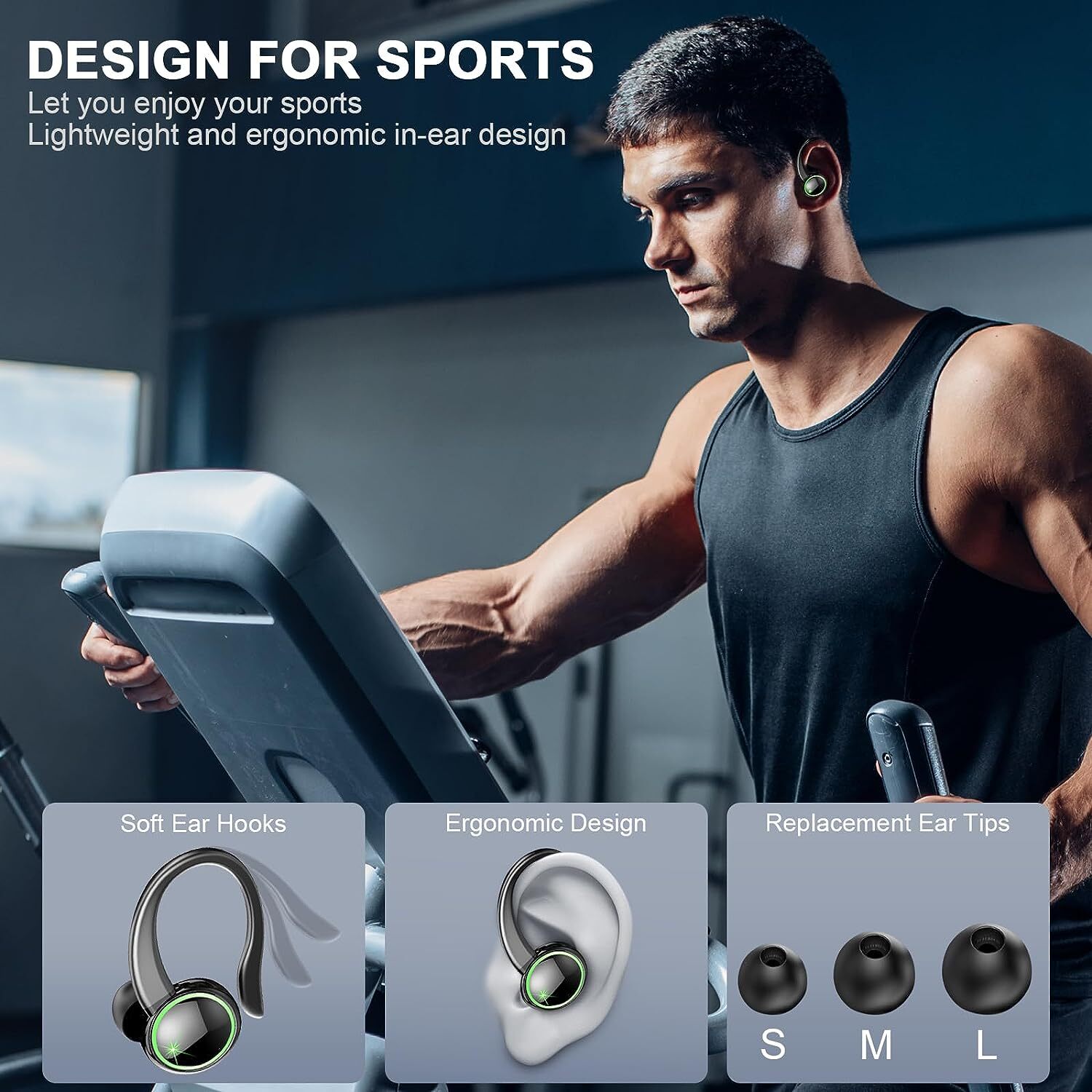 TWS ENC Wireless Bluetooth 5.3 Earbuds Gym Workout Headphones for Samsung Galaxy
