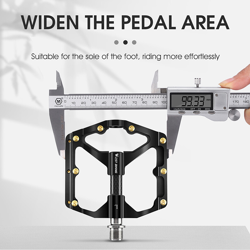 WEST BIKING Aluminum Bicycle Pedals Carbon Fiber Axle 3 Bearing Bike Pedals