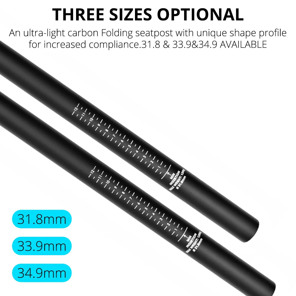 Full Carbon Performance Foldable Bike Seatpost 5°/25° Offset 31.8/33.9/34.9mm