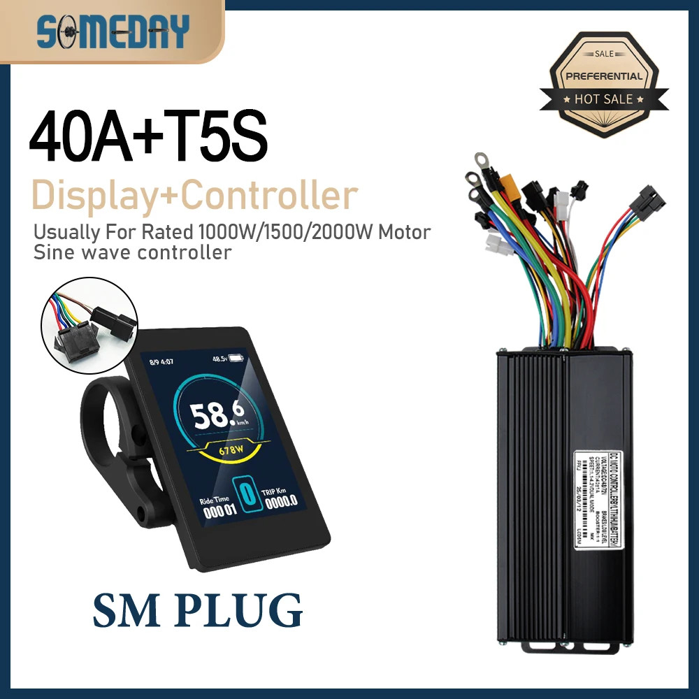 Ebike 48V/72V 40A 3 Mode Sinewave Controller with Display for 1000W-3000W Motor