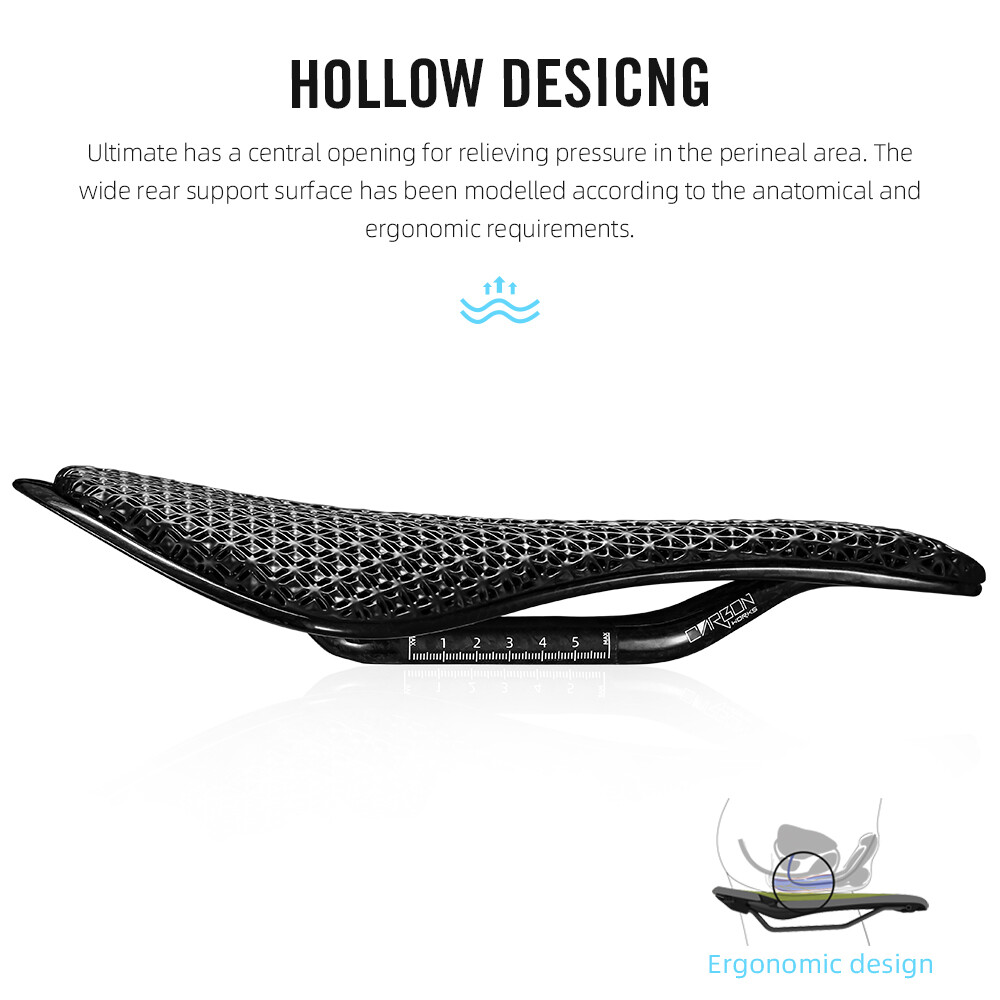 Carbon 3D Printed Bike Saddle 255 x 143 mm EVA Road Mountain Seat Cushion 7x9mm