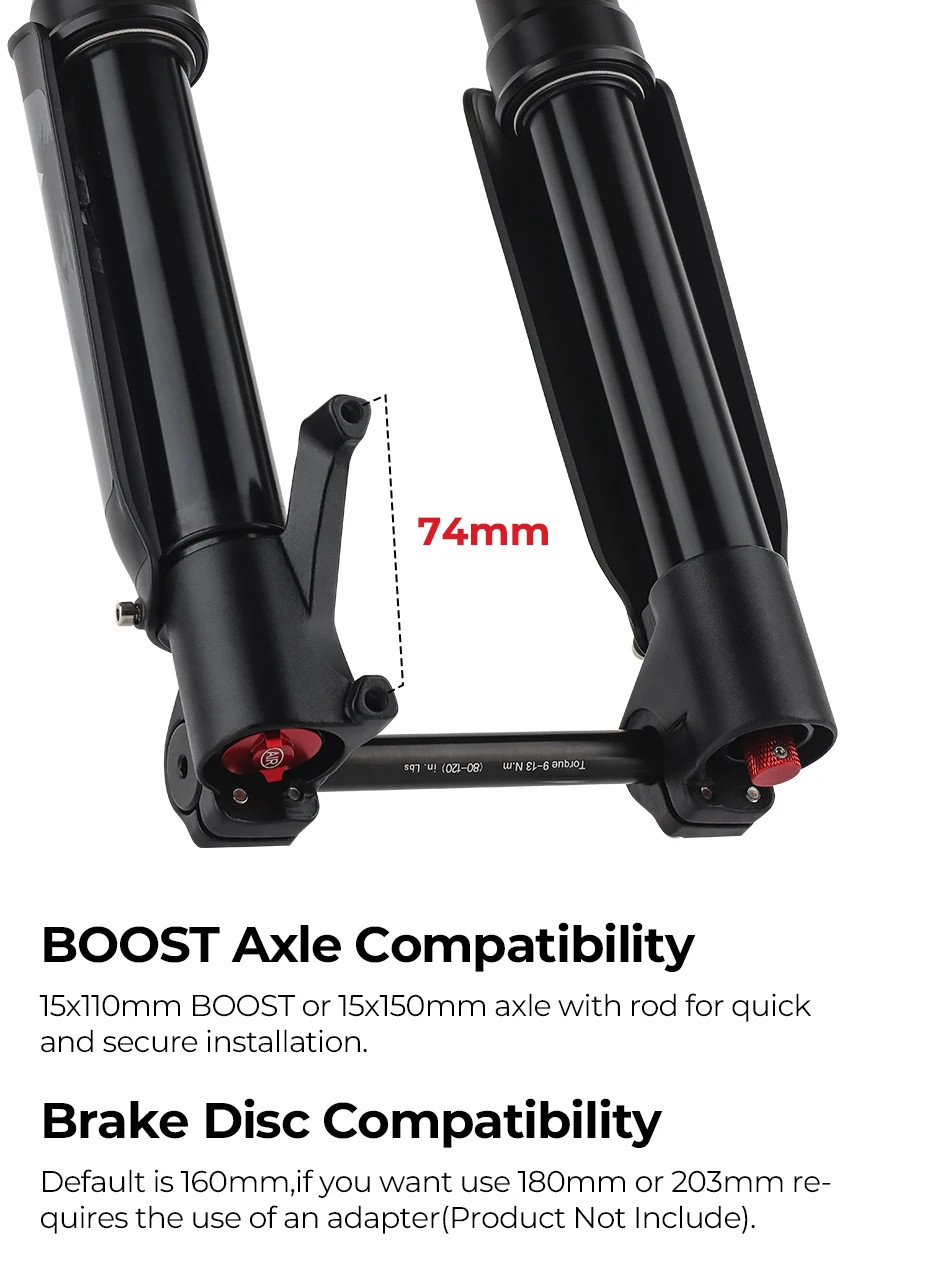 Double Shoulder MTB Inverted Fork 29inch Boost Travel 140mm Adjustable Damping