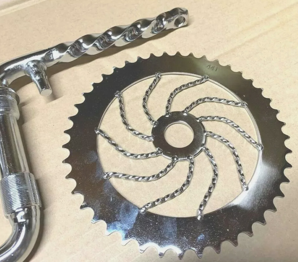 VINTAGE LOWRIDER CRANK PACKAGE CHROME 6 FOR 26″ BEACH CRUISER/LOWRIDER BICYCLES.