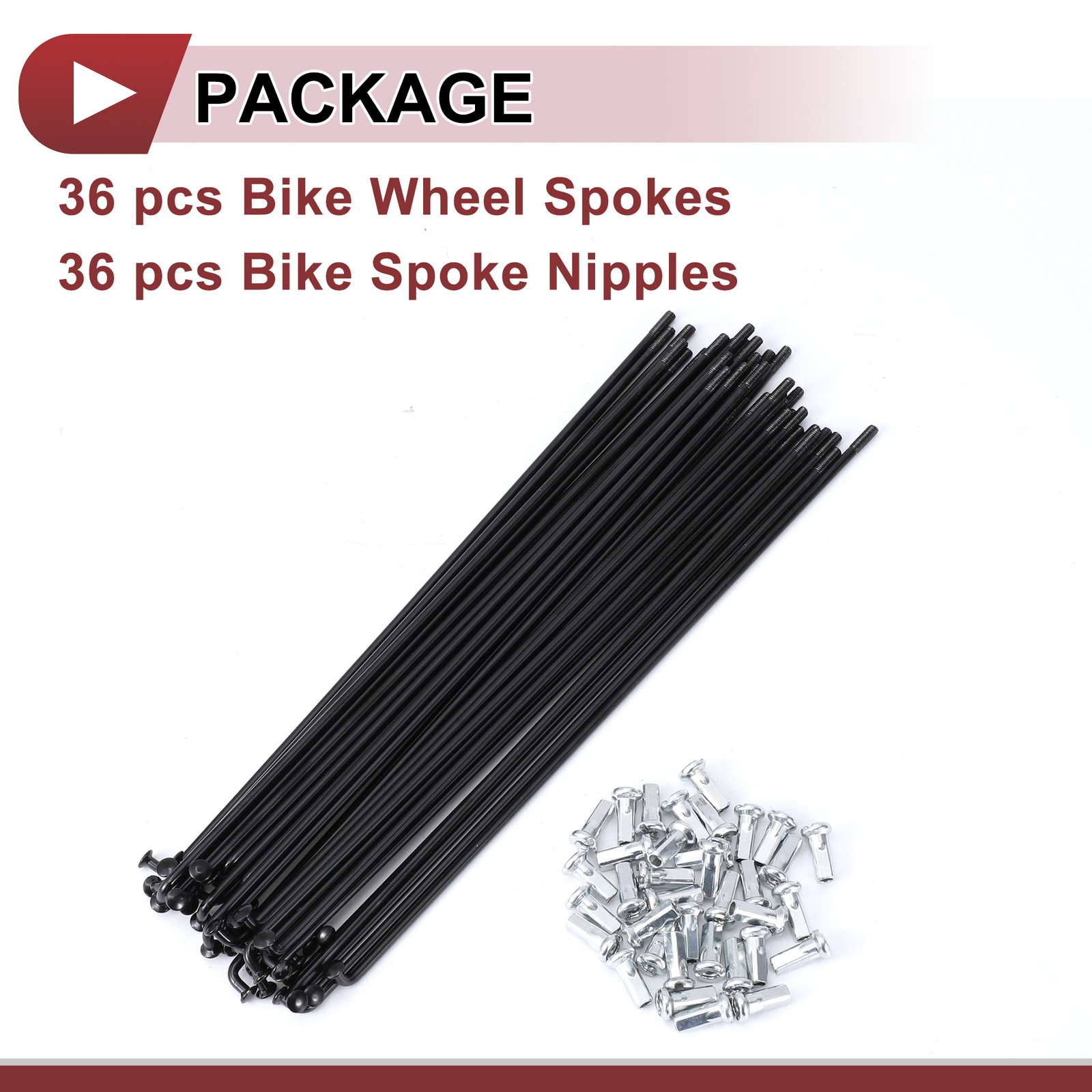 36 Set 12G Bicycle Spokes 193mm Bike Wheel Spokes 45 Steel Black