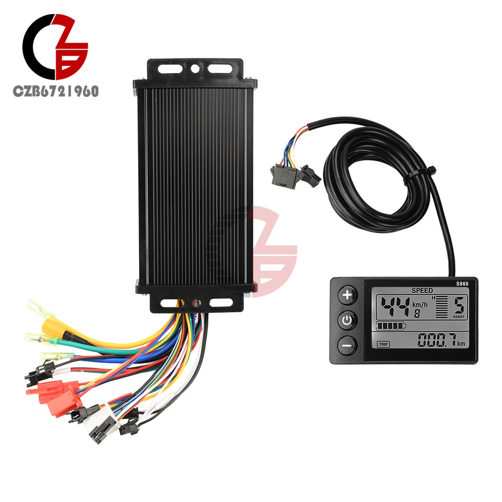 36/48/64V 750-1500W Brushless Motor Speed-Control E-Bike S866 LCD Display Meter