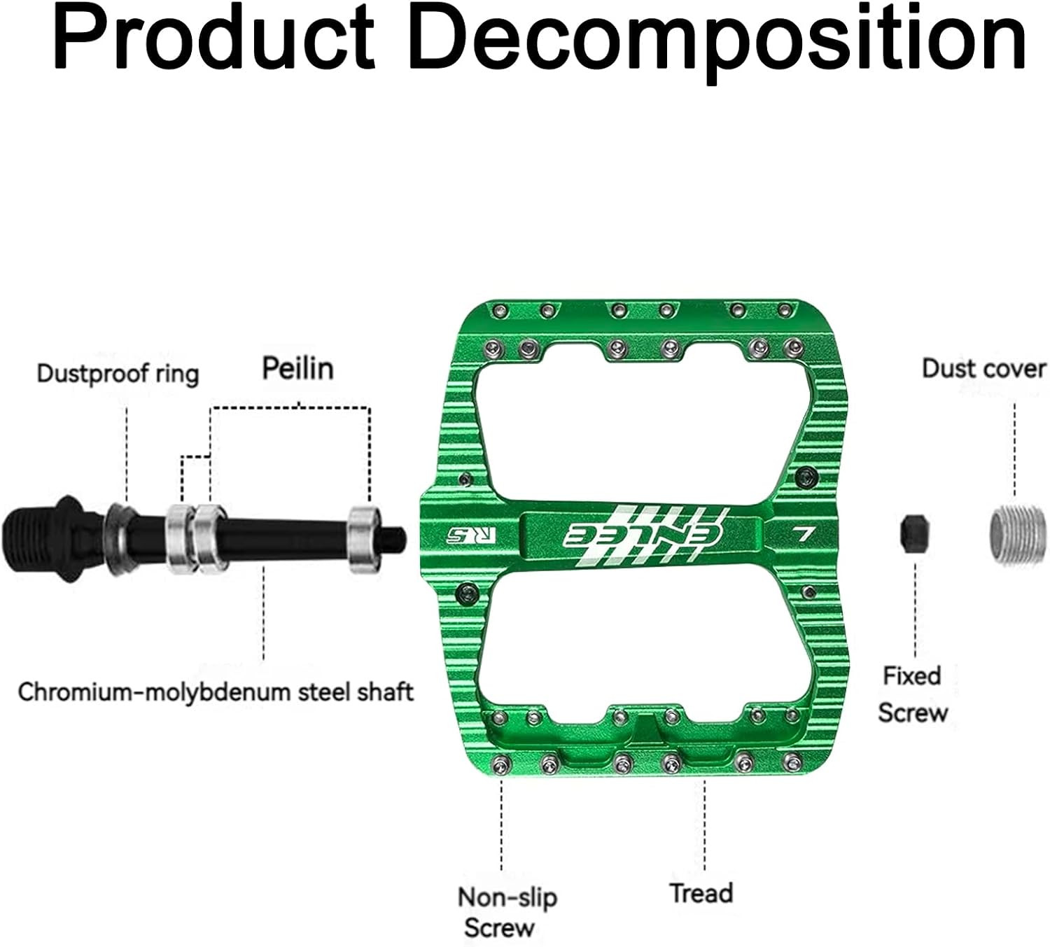 Mountain Bike Pedals Flat, 3 Sealed Bearing Lightweight Aluminum Metal Bike Peda