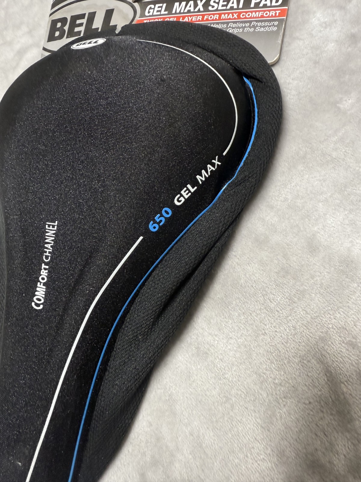 Bell 650 Gel Max Bike Seat Pad Black Comfort Channel Drawstring Close, NEW
