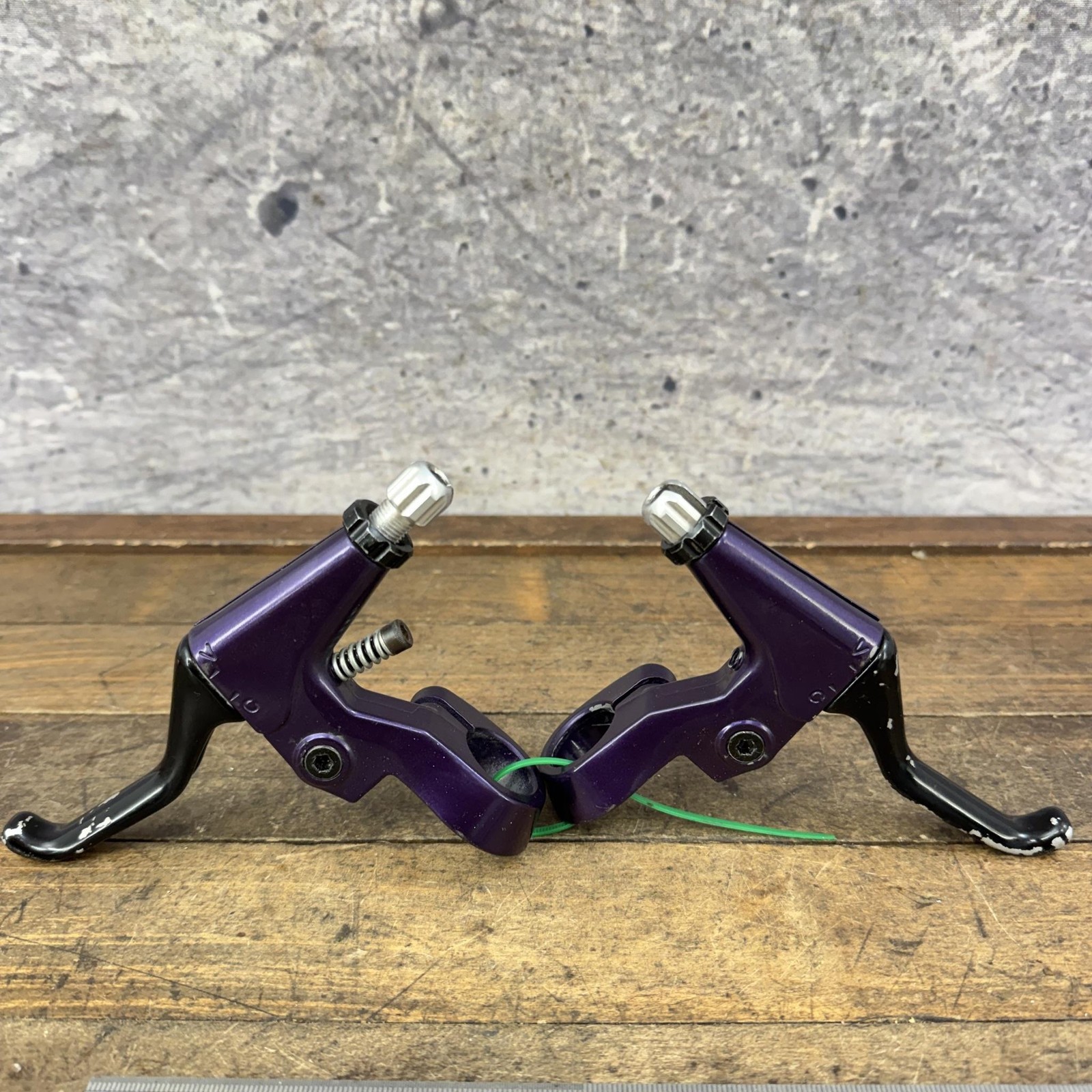 Vintage Tektro Brake Levers Pair Purple Flat Bar MTB BMX Bike Painted