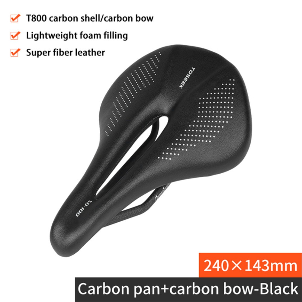 TOSEEK Carbon Rails MTB/Road 143/155mm Bike Saddle Super Light Leather Cushions