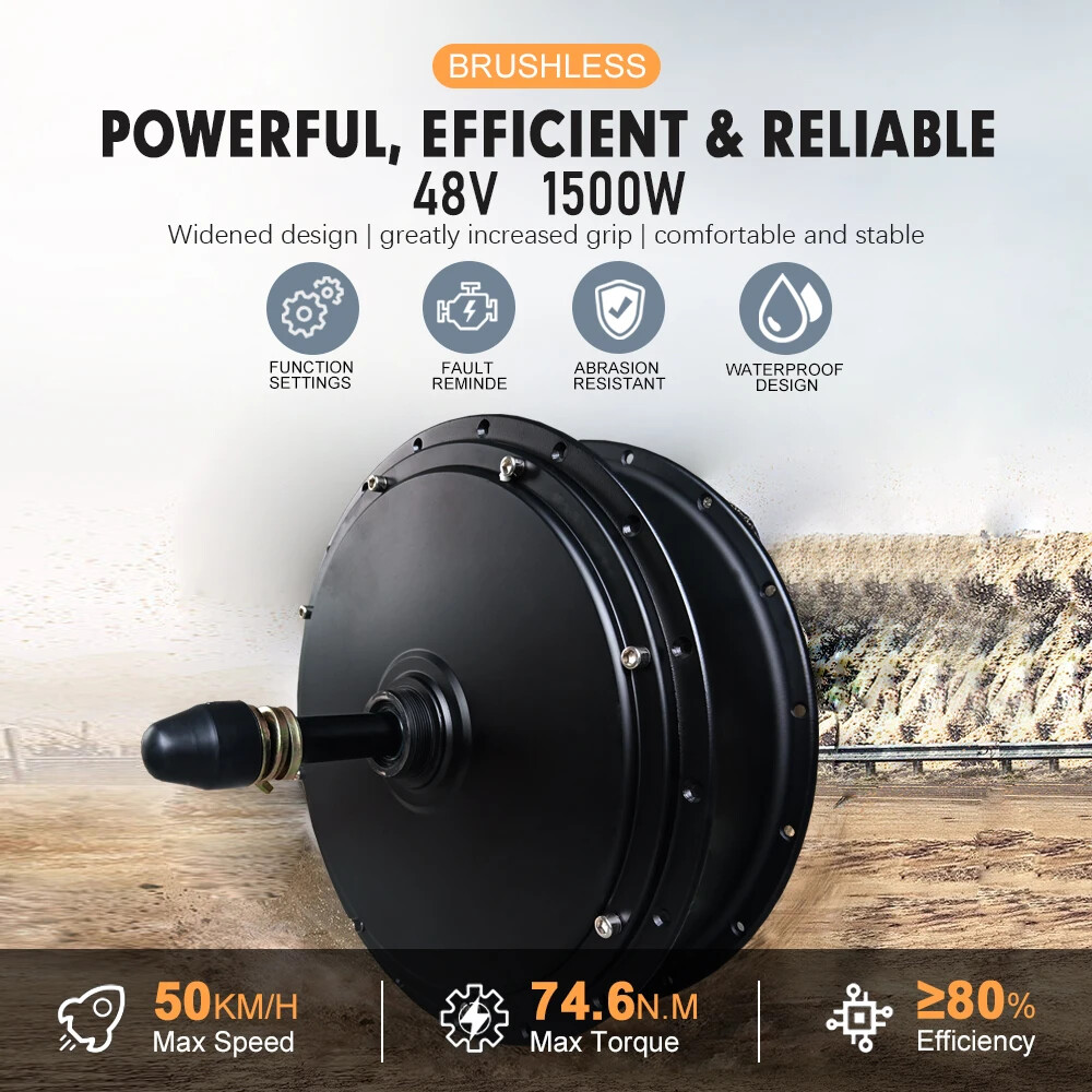48V 1500W 20 24 26in Snow E-bicycle Fat Brushless Gearless Rear Rotate Hub Motor