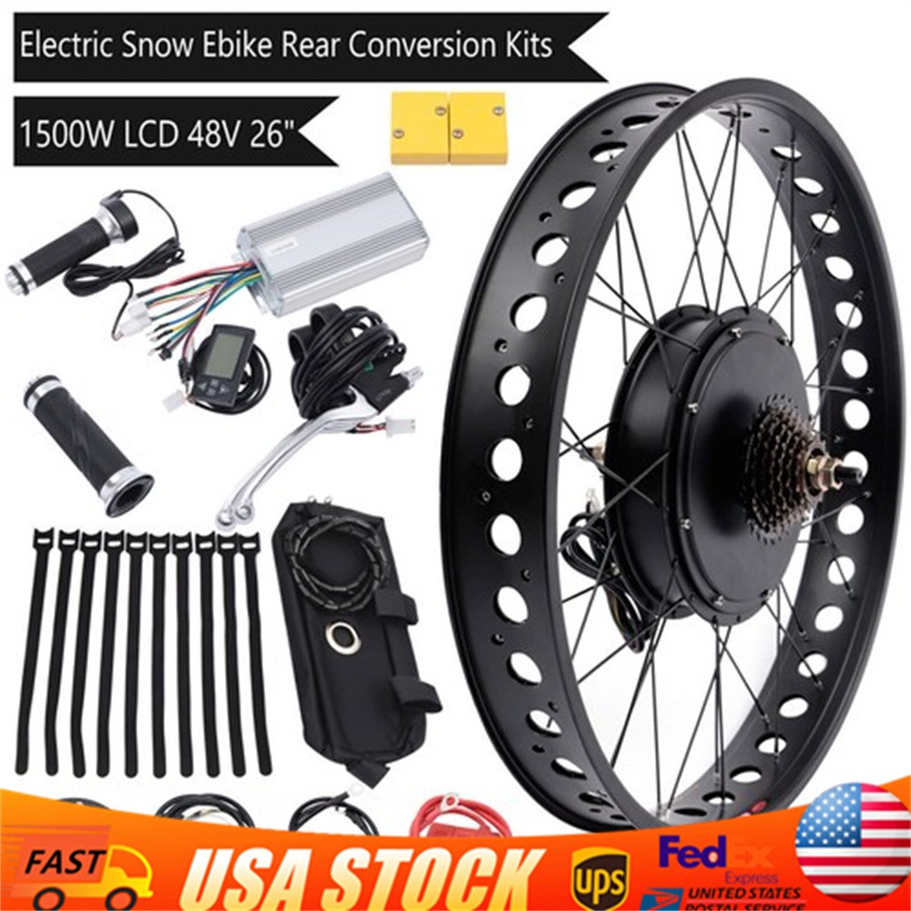 LCD 26×4.0» Fat Tyre Electric Bike Hub Motor Kit 1500W 48V Direct Drive