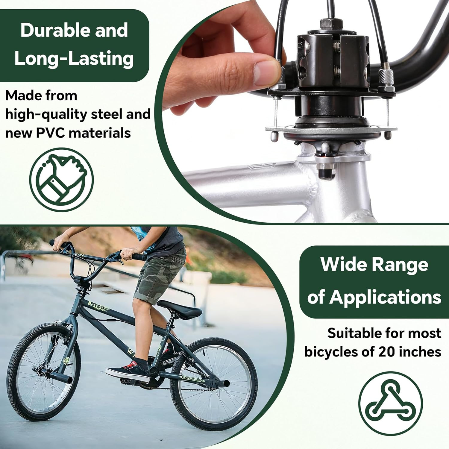 BMX Bike Gyro Brake Cables Front+Rear with Spinner Rotor Full Kit, Bicycle