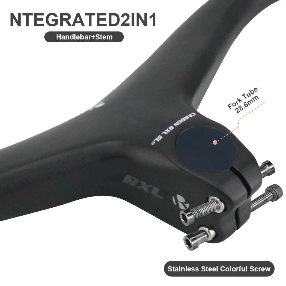 Mountain Bike Carbon Fiber Integrated Handlebars with Stem 28.6mm -17 Degree