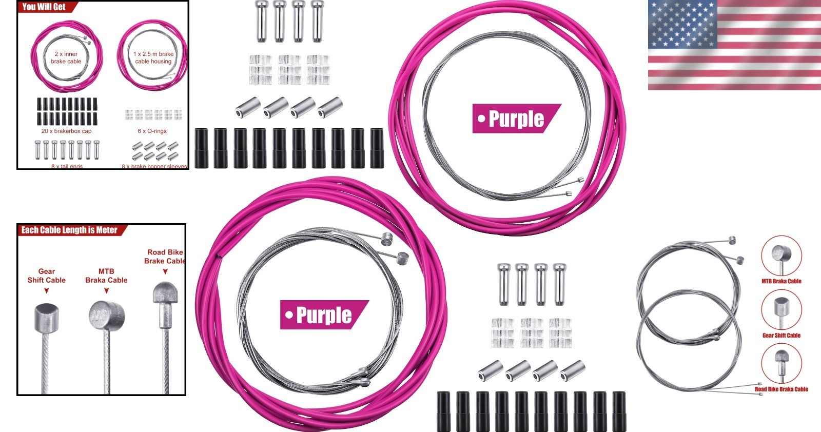 Comprehensive Bike Repair Set – Durable Brake and Derailleur Cables Included