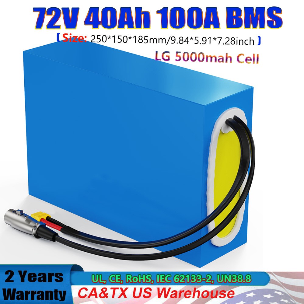 E-bike Battery 72V 40Ah waterproof Lithium Battery for Bicycle 0~5000W Motor