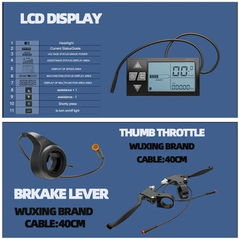 48V 250-2000W MTB Electric Bike Front/Rear Brushless Motor Wheel Waterproof Plug