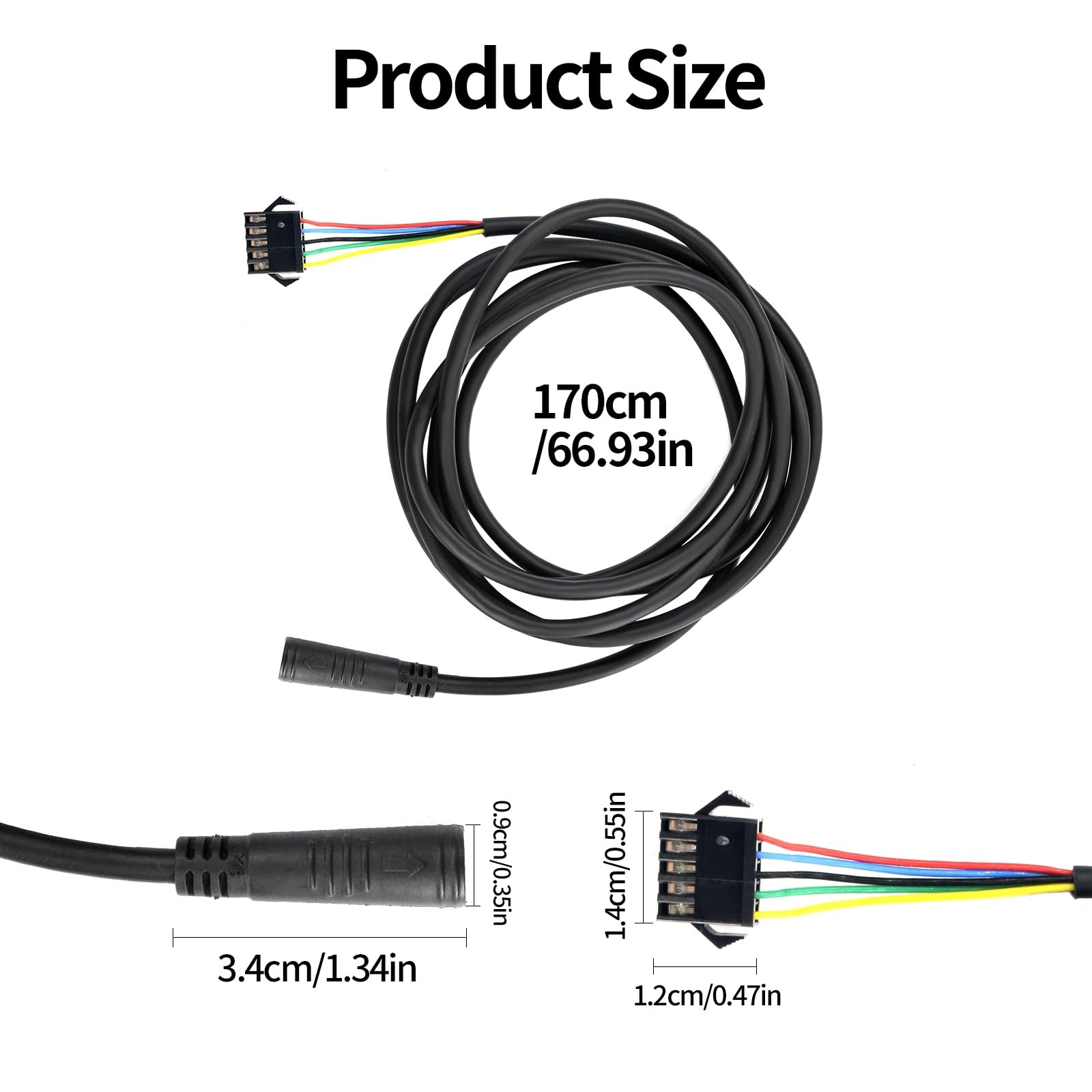 ZLiT 5 Pins Extension Conversion Cable for Electric Bike Female to Male Wire …