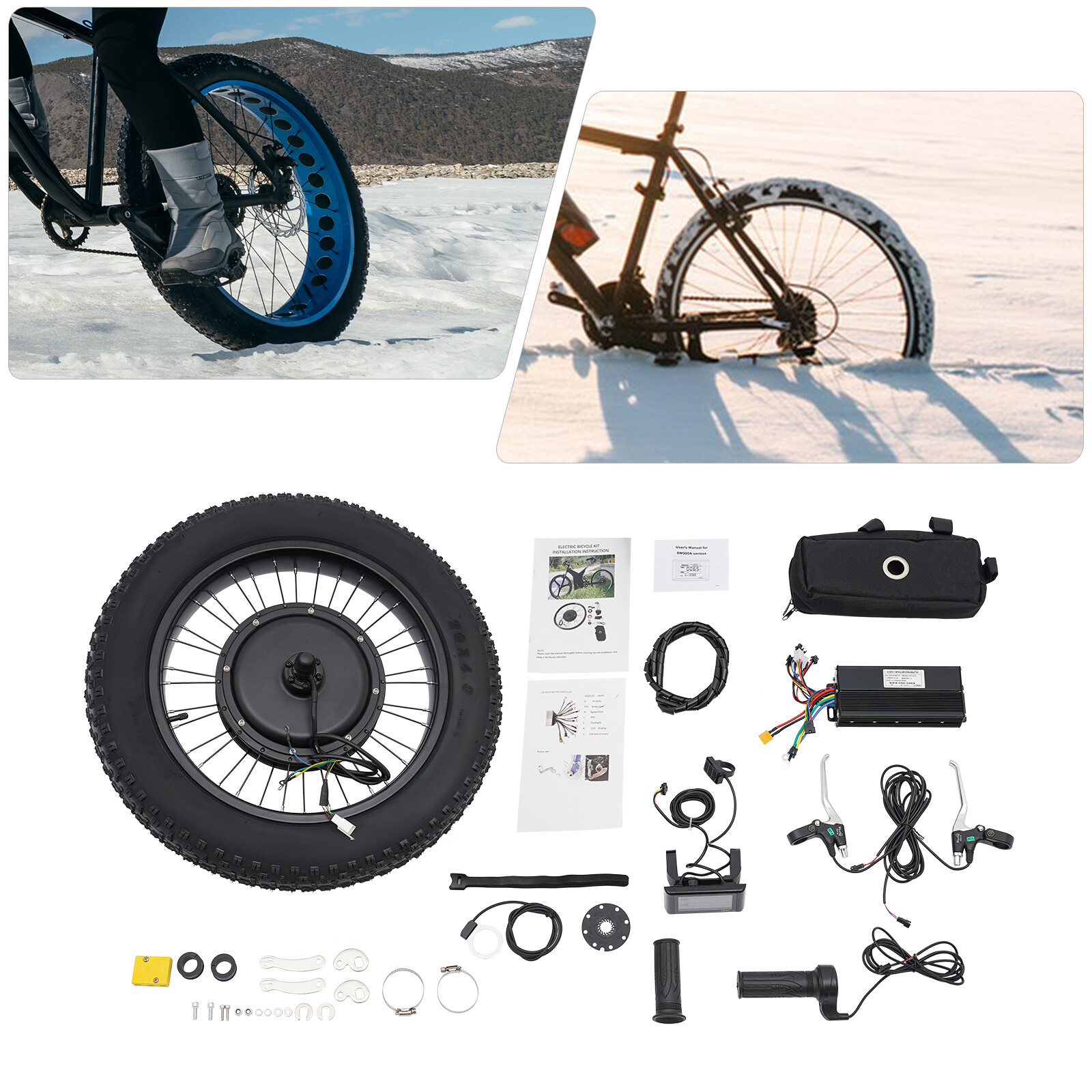 20in Hub Motor LCD Rear Wheel 48V 1500W Electric Bicycle Ebike Conversion Kit US