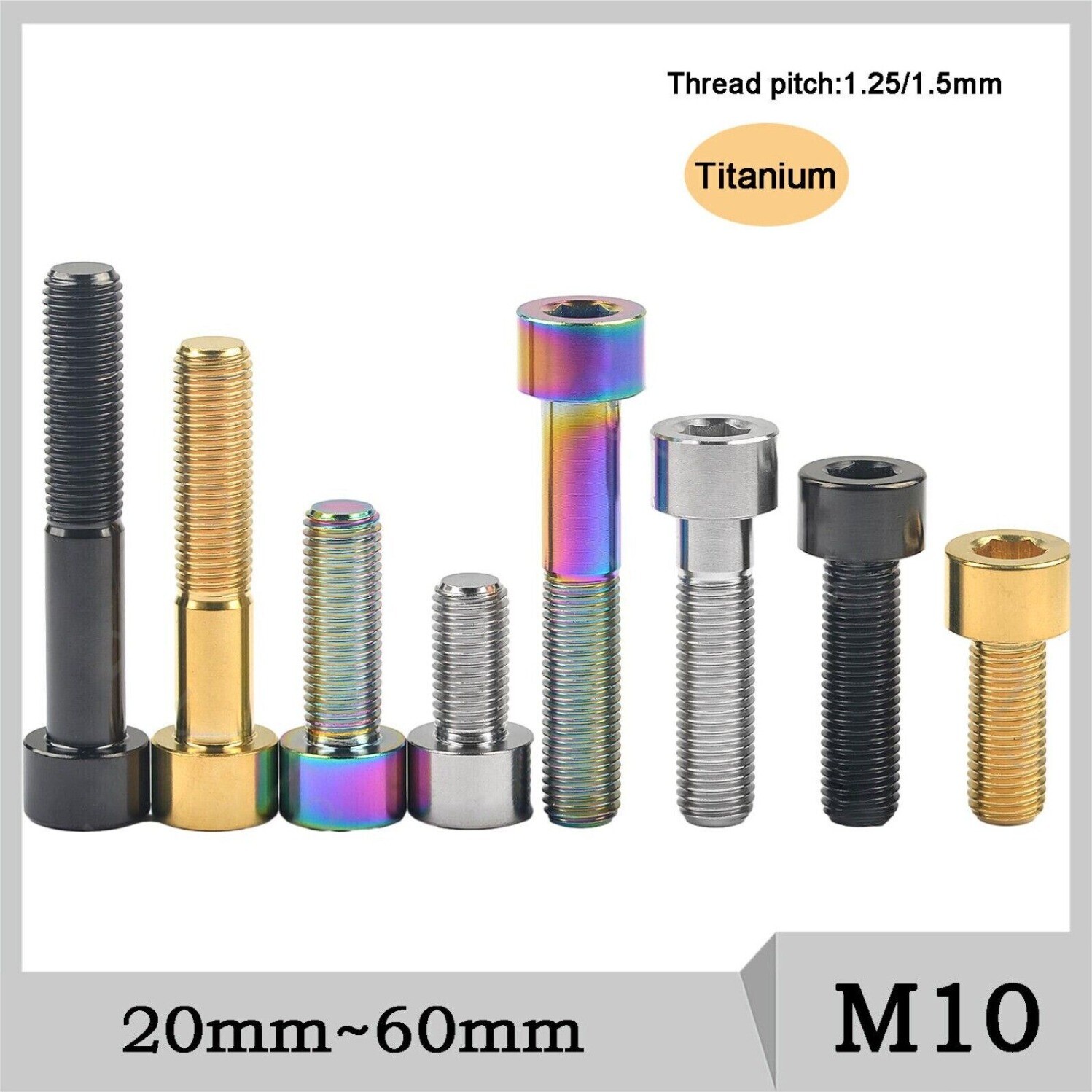 Titanium Ti Bicycle M10x20/25/30/35/40-60mm Screws Allen Hex Socket Head Bolts