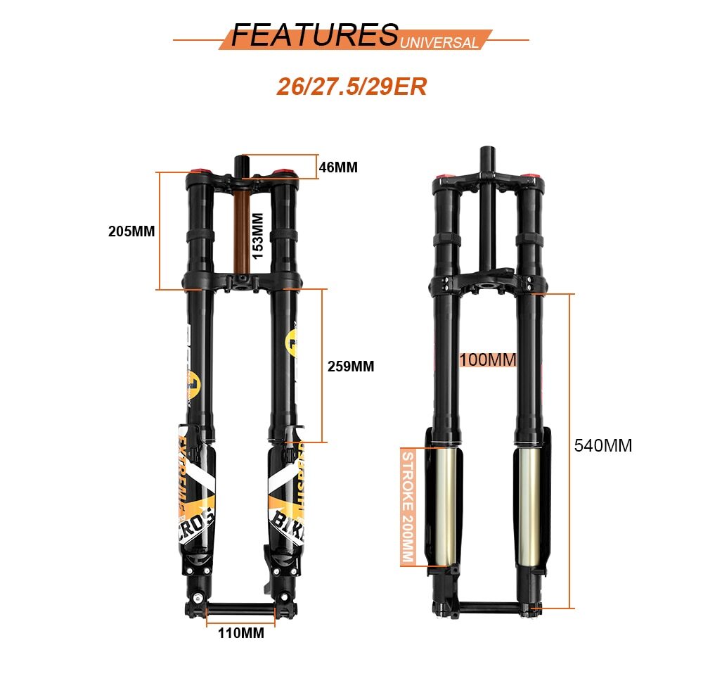 MTB Bicycle Inverted Oil Air Suspension Fork 26/27.5/29Inch E-bike DH Front Fork
