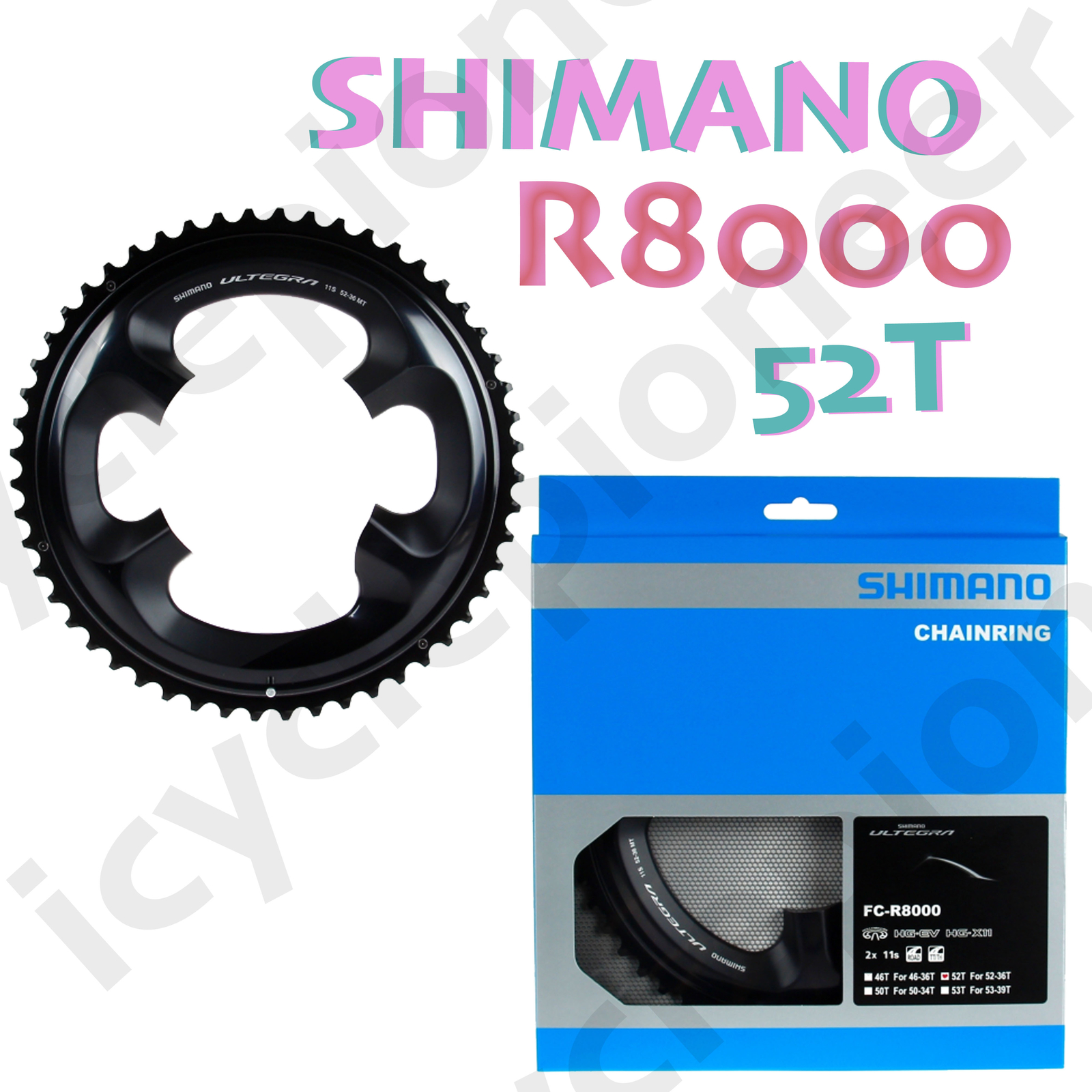 NIB 1pc Shimano Ultegra FC-R8000 Chainring 52T-MT For 52/36T (Y1W898030)