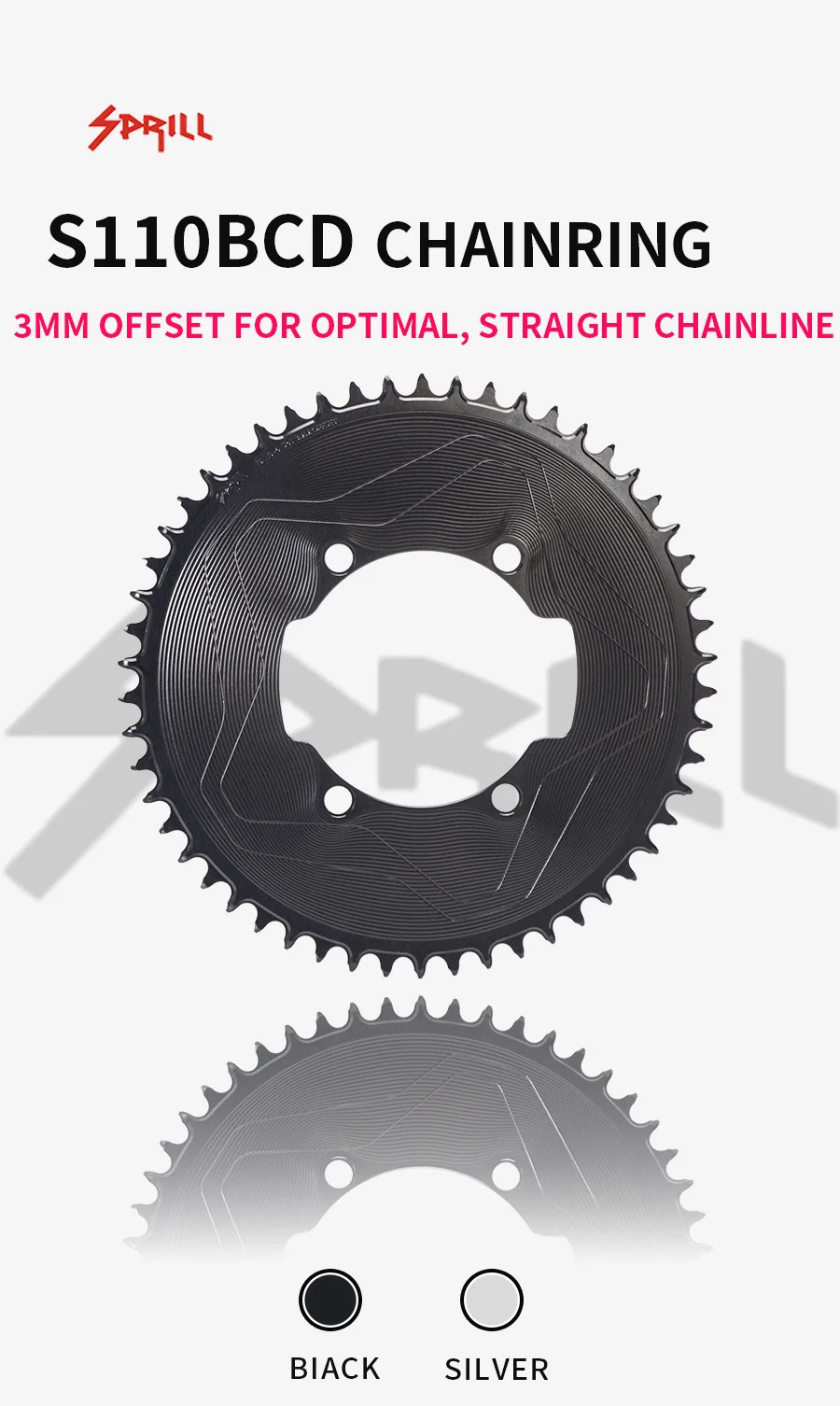 For SRM 9 Power Meter 3mm Offset Chainrings 110BCD FOR TT TRIATHLON Aero 56T-54T