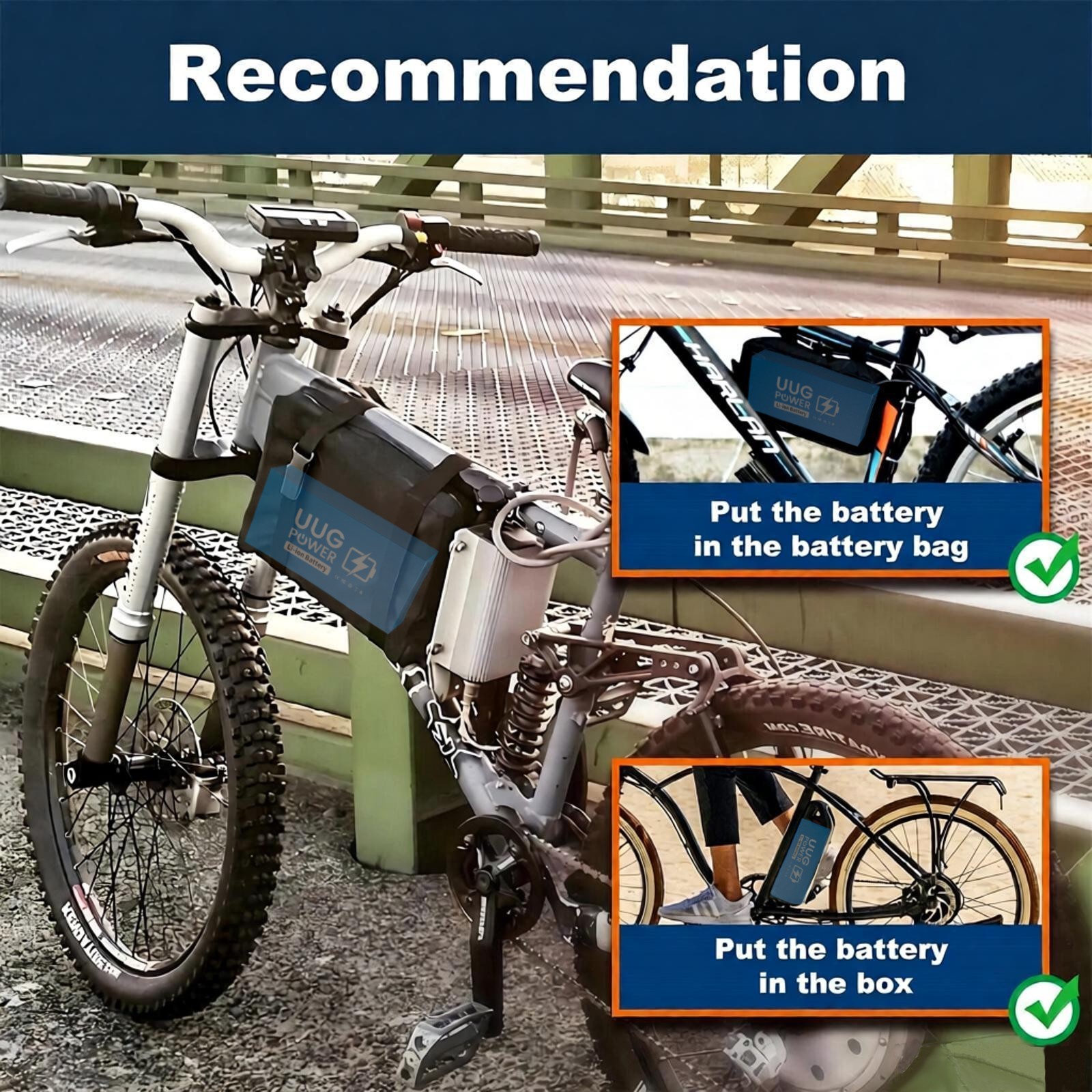 UUG 24V 8Ah Lithium Ebike Battery Electric Bicycle Bike Battery Pack BMS