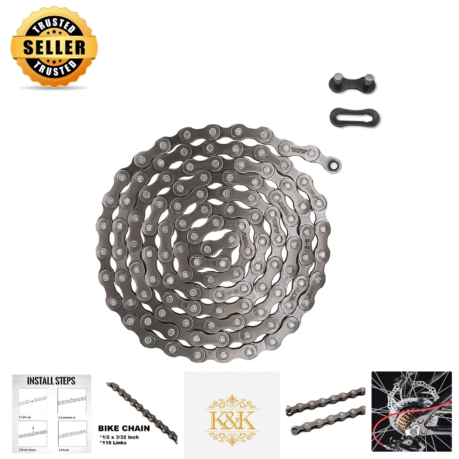 Durable Bike Chain for 6/7/8-Speed Models – Alloy Steel, 58 Inches of Quality