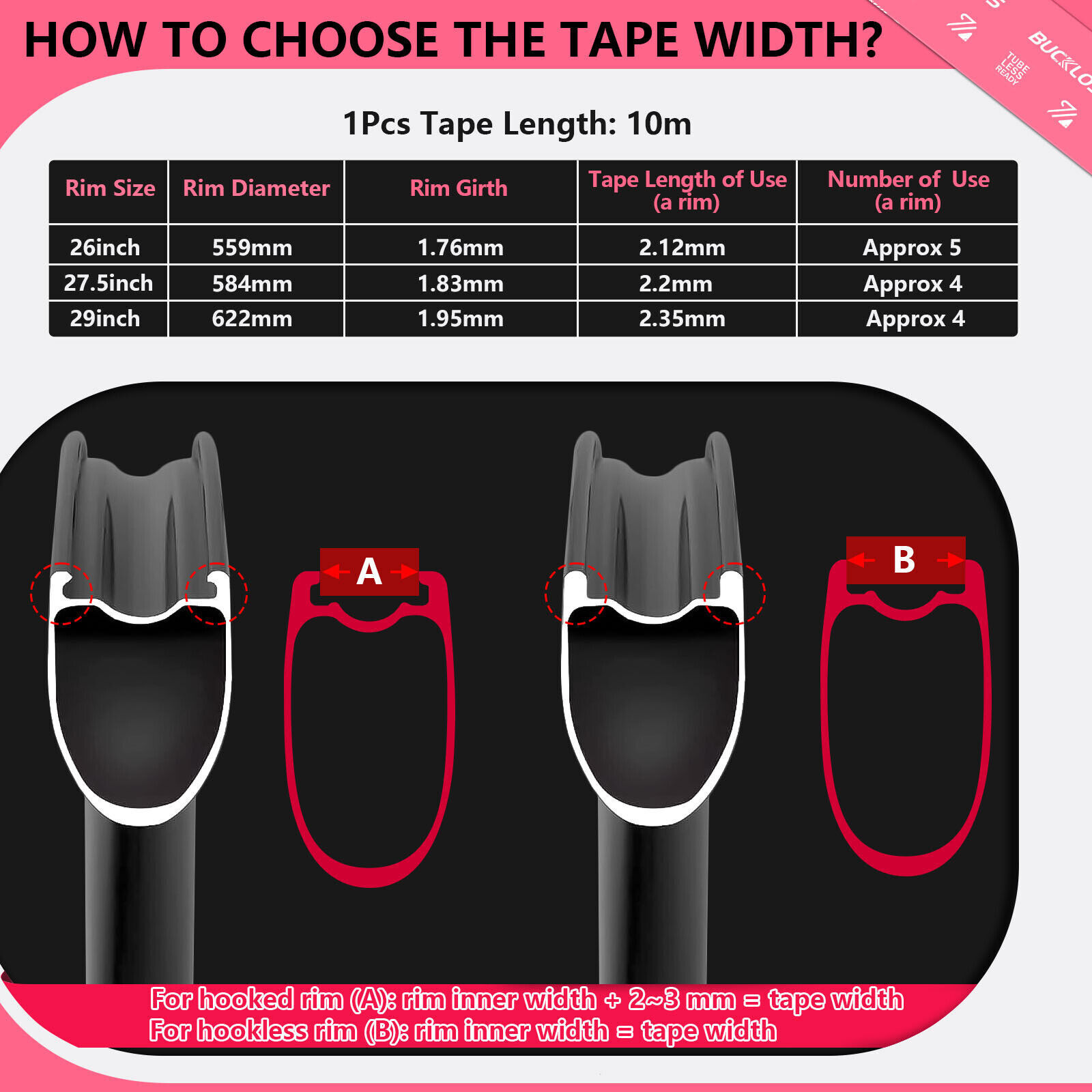10m Bicycle Tubeless Rim Tapes Strips MTB Road Bike 17/19/21/23/25/28/30/32/35mm