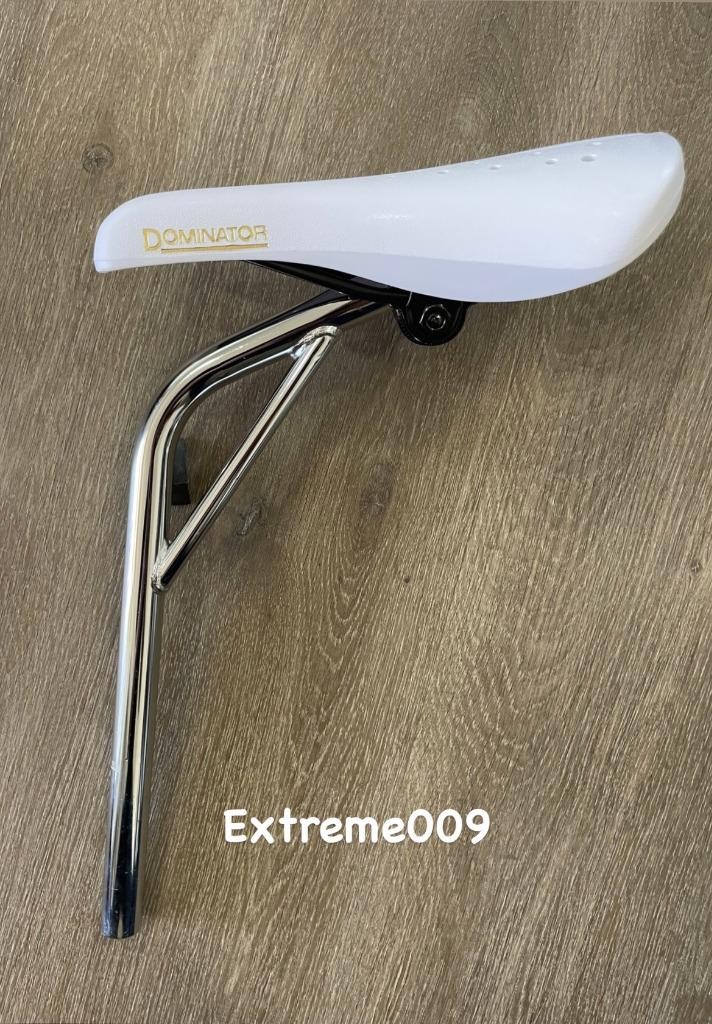 Viscount Dominator Seat Bmx Hard Shell WHITE with Laid Back Seat Post 22.2mm 7/8