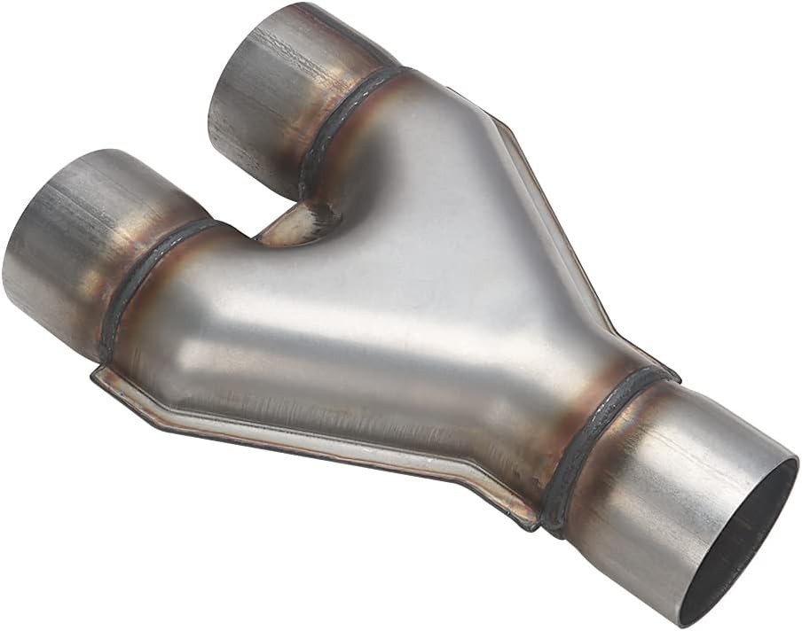 Exhaust 2.5″ Inlet, Stainless Steel 10″ Long Dual 2.5inch 10″Long Wide Y Pipe