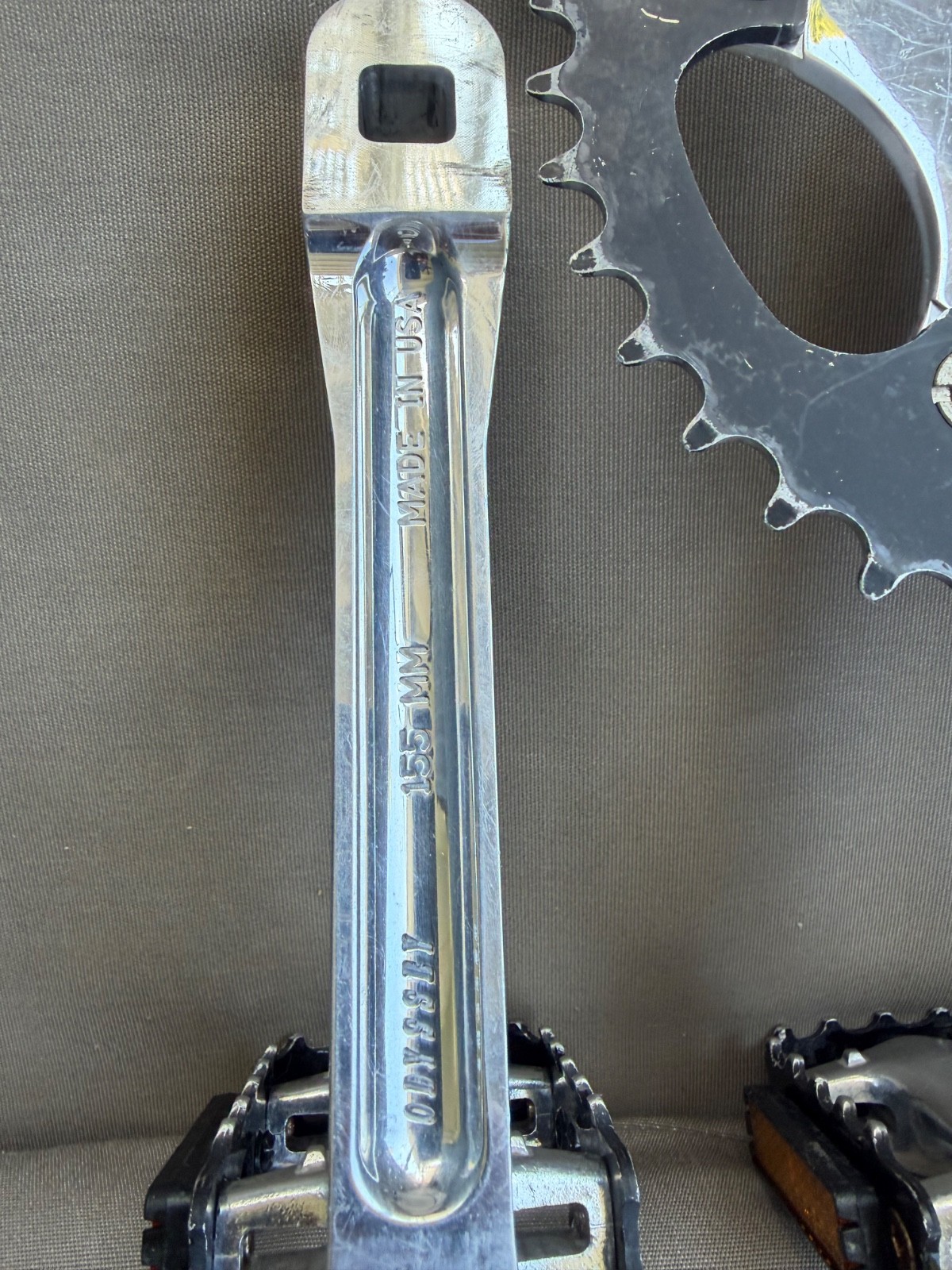 Vintage Odyssey Black Widow Euro Crank Set 155mm High Polish Made In USA