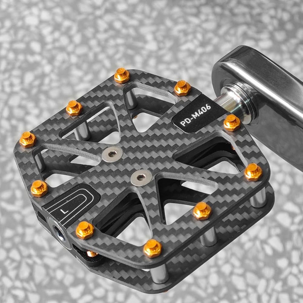 Ultralight Full Carbon Fiber Bike Pedals with Titanium Shaft | 9/16″ Wide Fla…