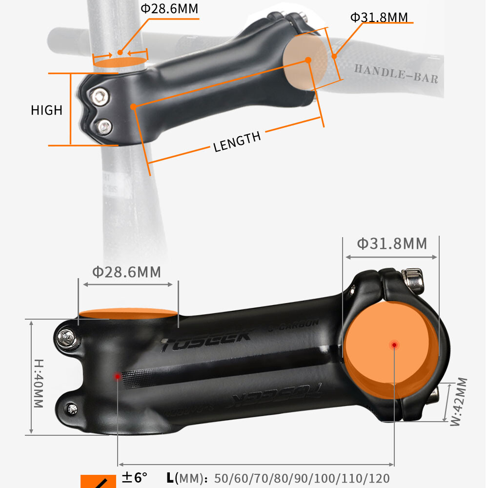 Bicycle Alloy Stem 6/17° Mountain MTB Road Bike Handlebar Stems 31.8*60-120mm