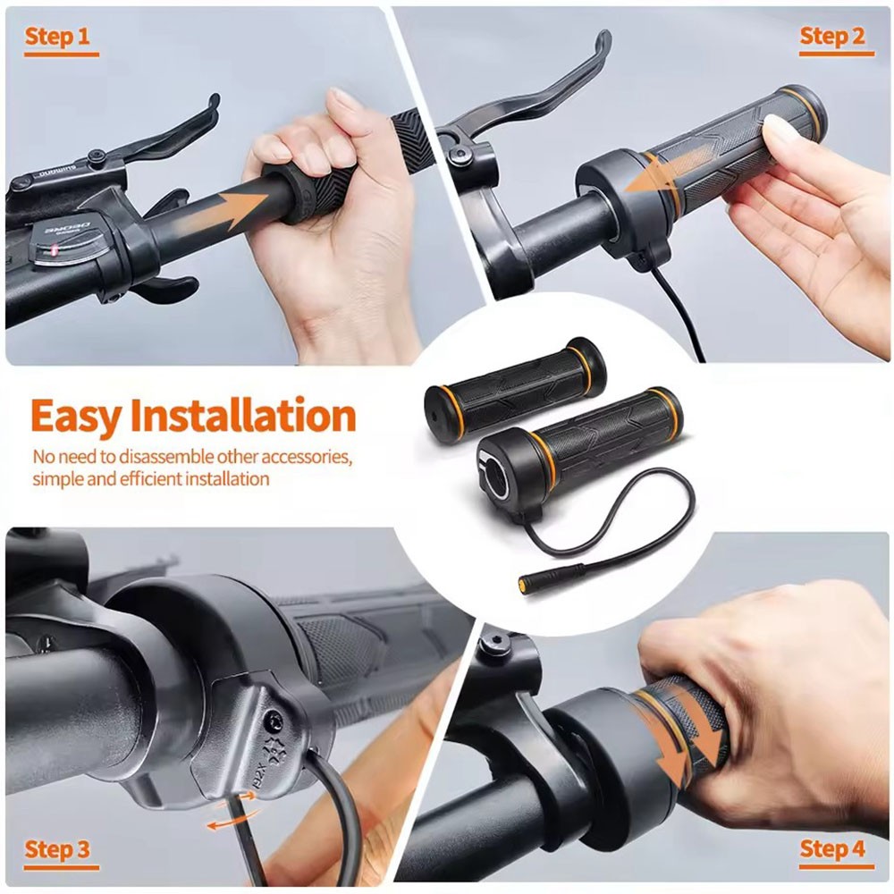 Electric bicycle Full Twist Throttle Grip 12V-72V Twist Throttle 3 Pin WP Plug