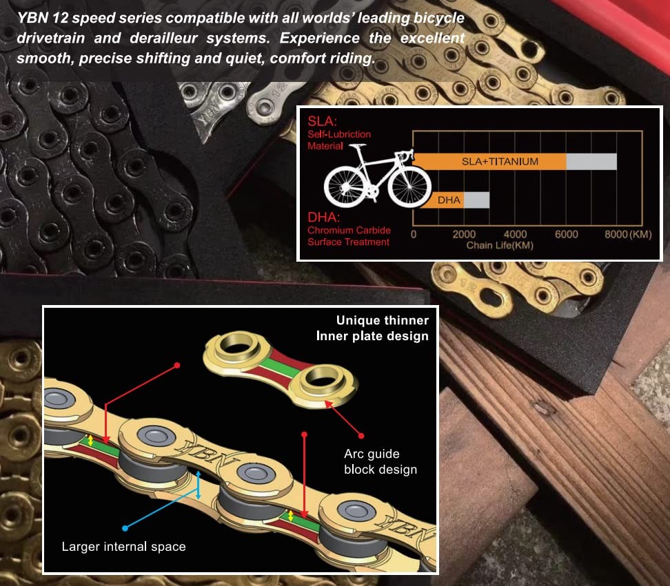 YBN Bike Chain 12 Speed for Road Bike MTB Mountain – P/N: SLA1210-TIG