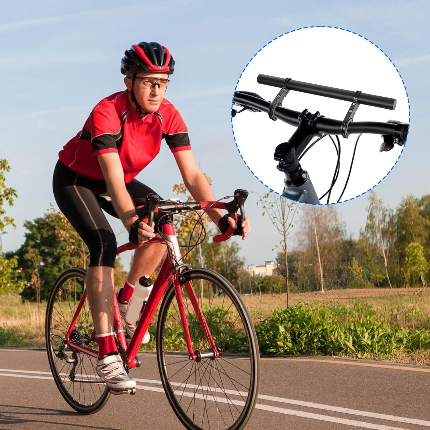 Bike Double Handlebar Extender, 11.8″(30 Cm) Super Long Aluminum Alloy Cross Bar