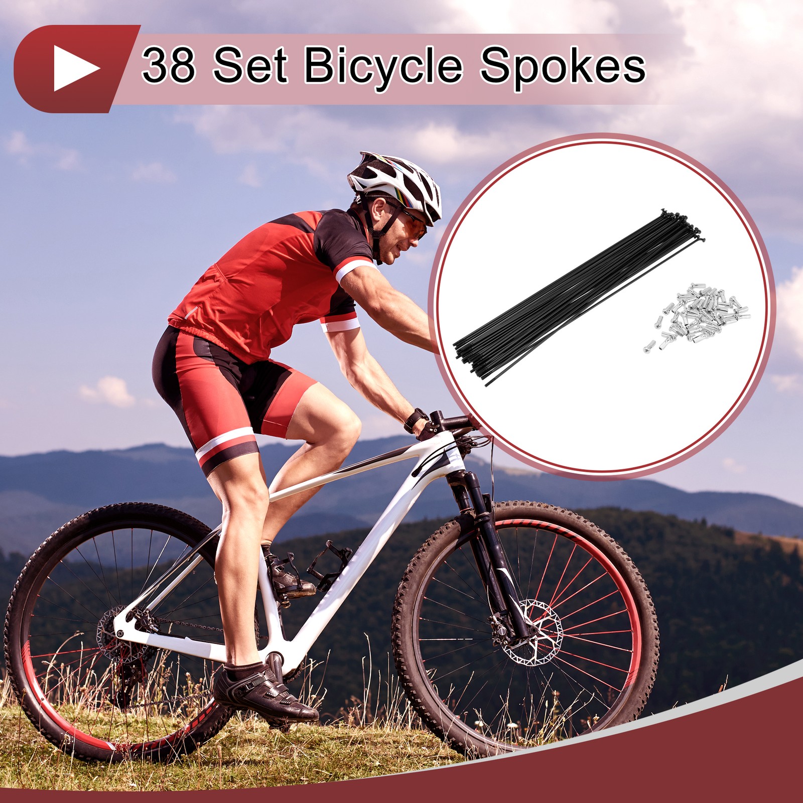 38 Set 14G Bicycle Spoke 231 mm 14G Bike Wheel Spoke Carbon Steel Black