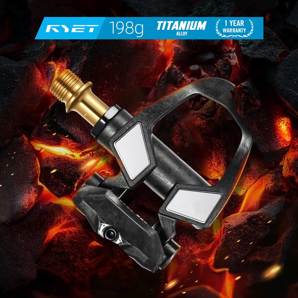 RYET Carbon Road Bike Pedals 198g Titanium Spindle DU Bearings 6° Float SPD