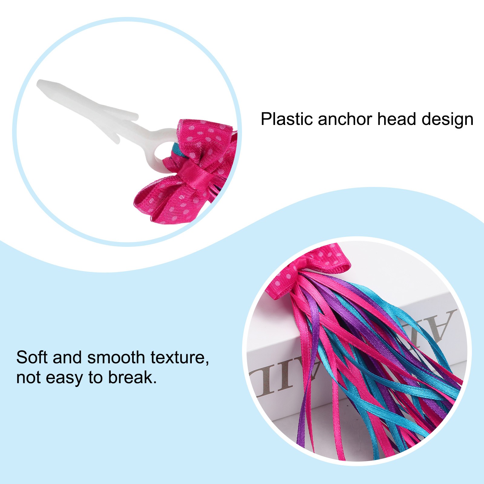 4Pcs Bike Streamers Scooter Handlebar Tassels Grip Ribbon Rose Red Purple