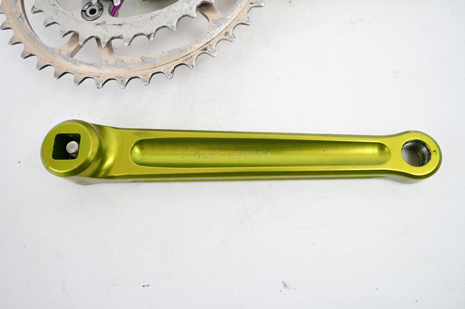 TNT HDS Crank Arms: Green + Purple Ano Spider – 170mm x 94/58 BCD 42/32/22t