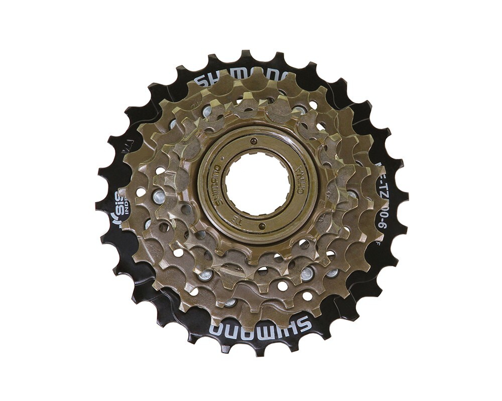 SHIMANO BRANDED 6 SPEED BICYCLE MULTIPLE FREEWHEELS 14/28T INDEX BLACK/BROWN.