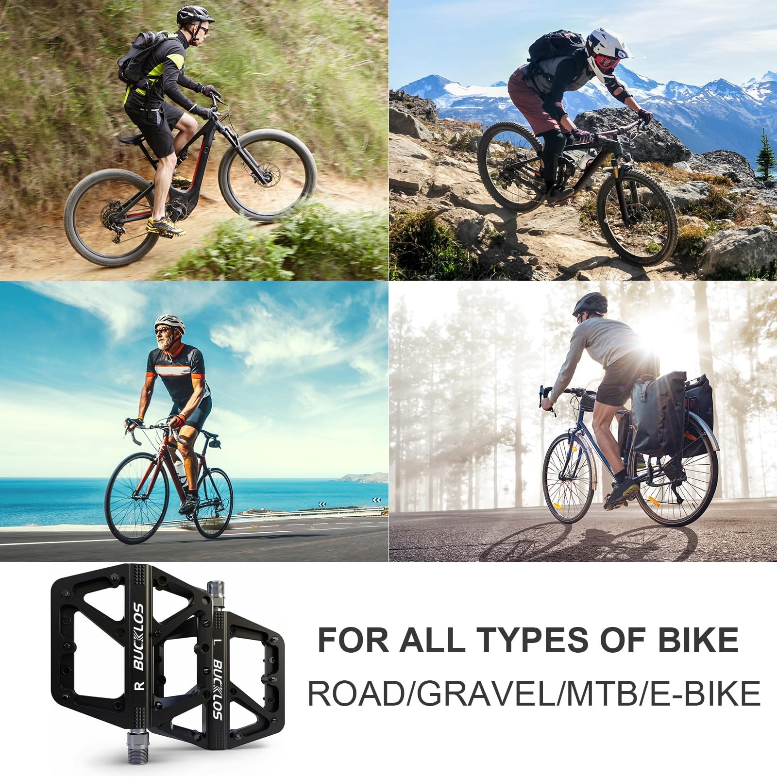 Mountain Bike Pedals MTB Pedals Flat, Bicycle Road Bike Adult Large Platform …