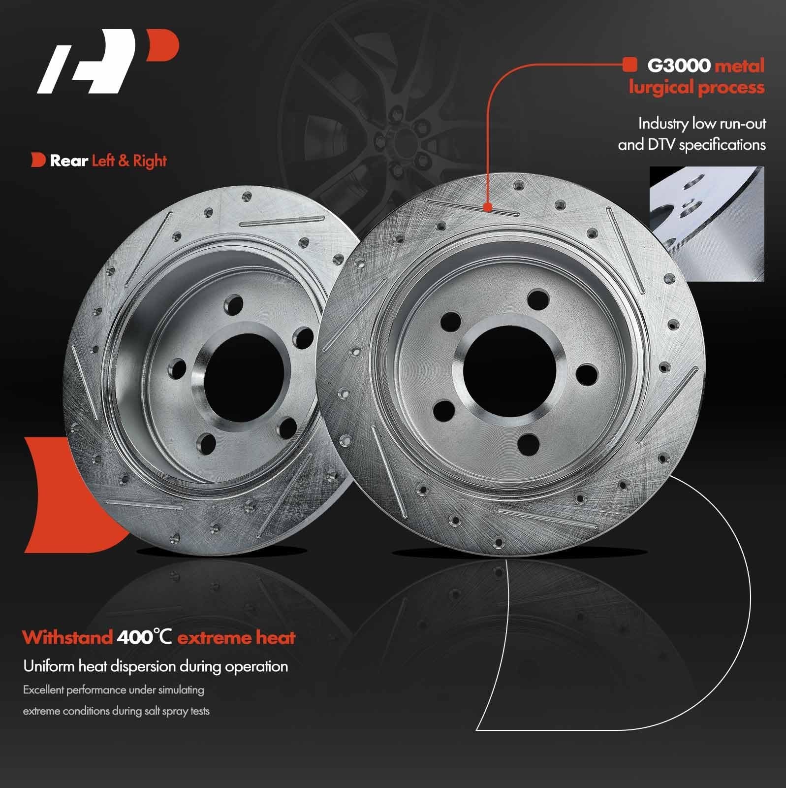 A-Premium 10.94 Inch (278mm) Rear Drilled and Slotted Disc Brake Rotors | Com…