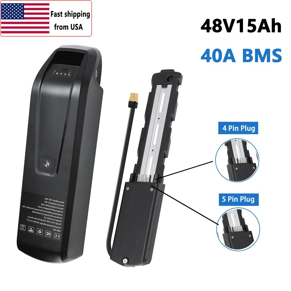 Hailong 48V 15Ah 4Pin/5Pin Ebike Battery For 48V 0-1800W Motor Electric Bicycle