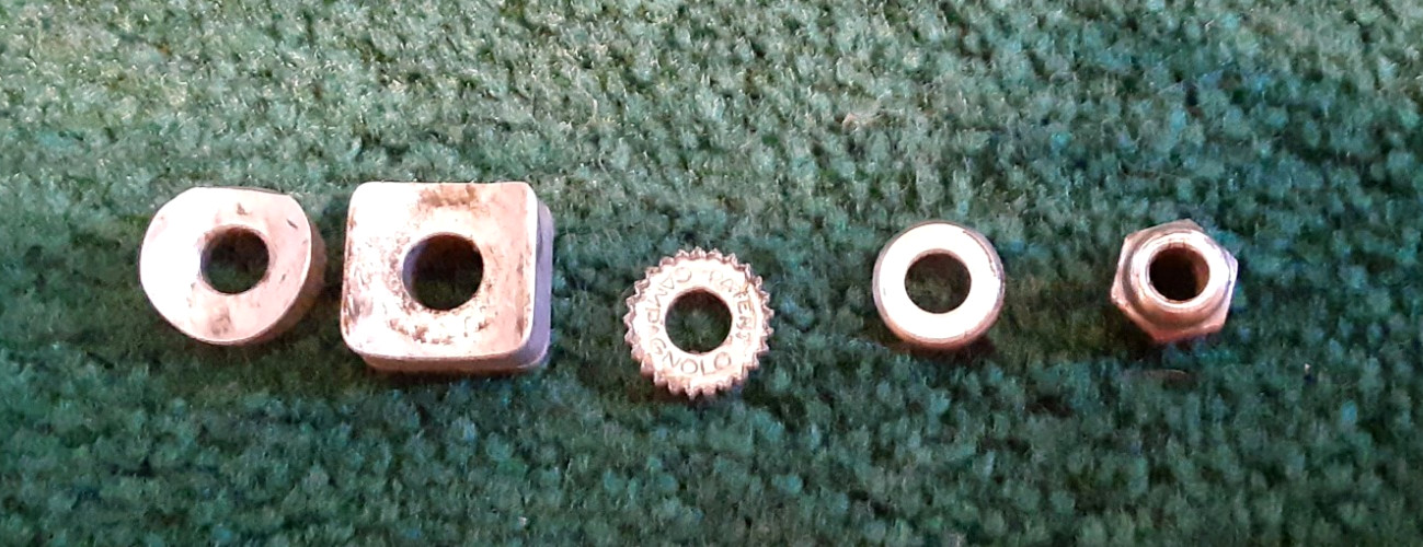 Used Campagnolo 1972 Record Brakes, Front & Rear, Standard, Adj. Screw, Pads